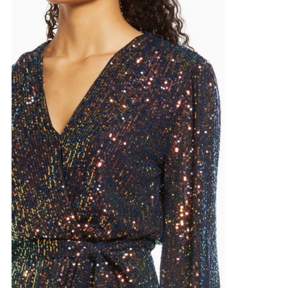Fraiche by J Sparkling Sequined Wrap Dress - Picture 4 of 10
